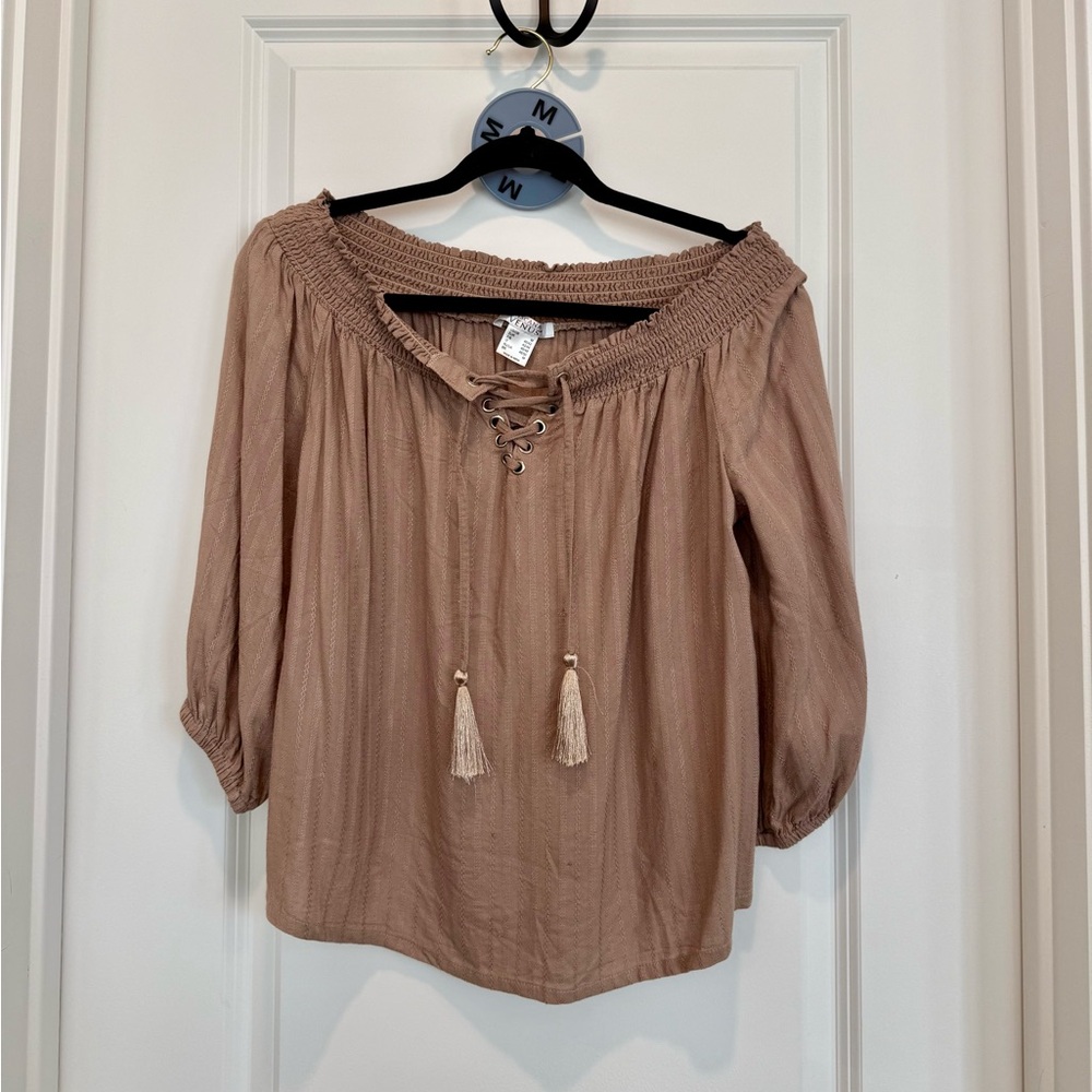 Off-Shoulder Lace Up Top